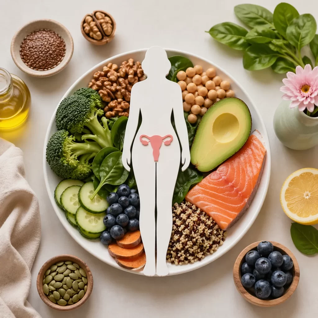 Een gezonde compositie met voedzame ingrediënten die hormonale balans en vrouwelijk welzijn ondersteunen.