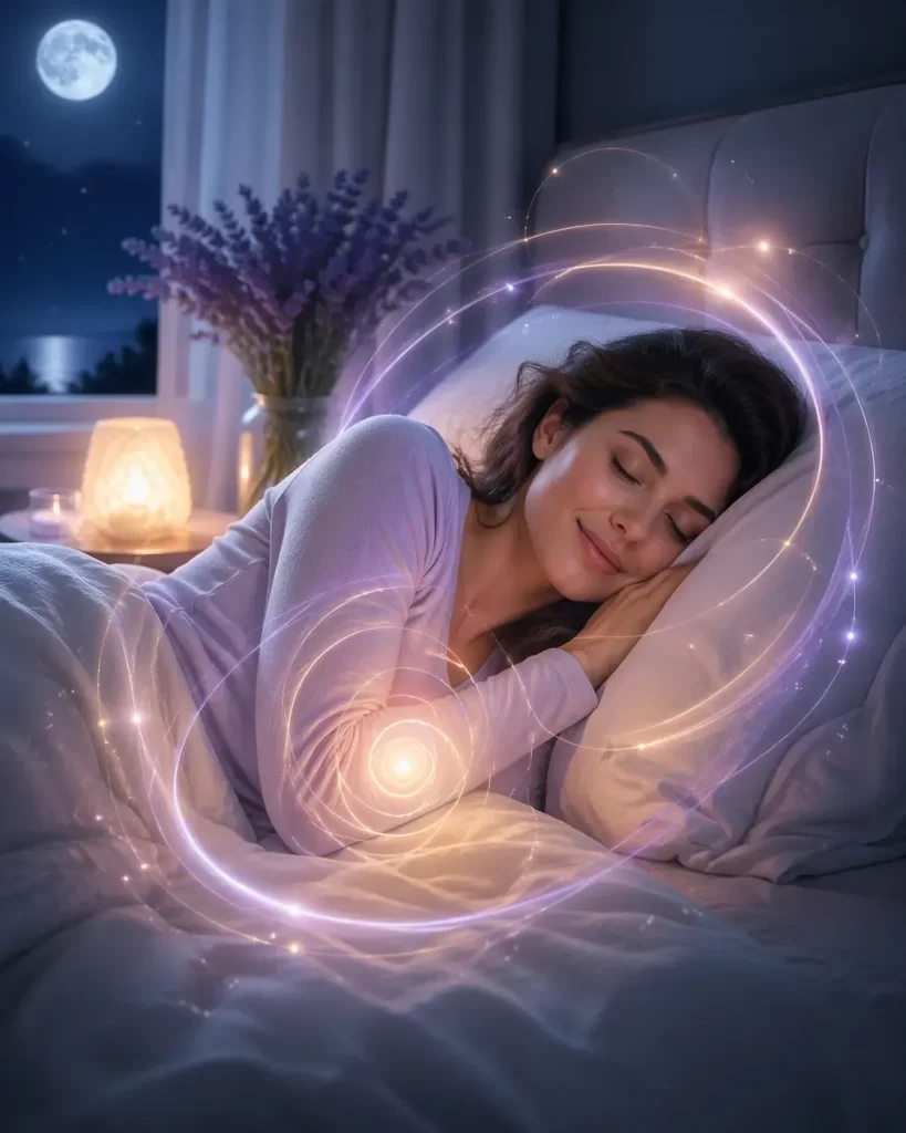 Een rustgevende afbeelding van diepe slaap, herstel en natuurlijke hormonale balans.
