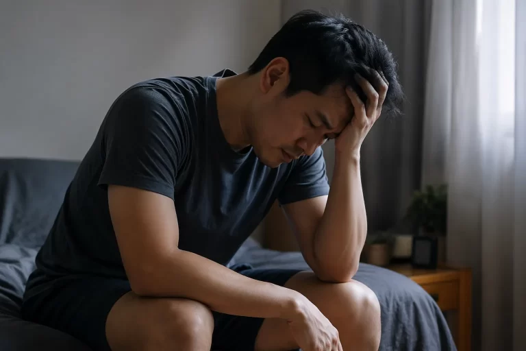 Illustratie van veelvoorkomende signalen van een laag testosterongehalte bij mannen.