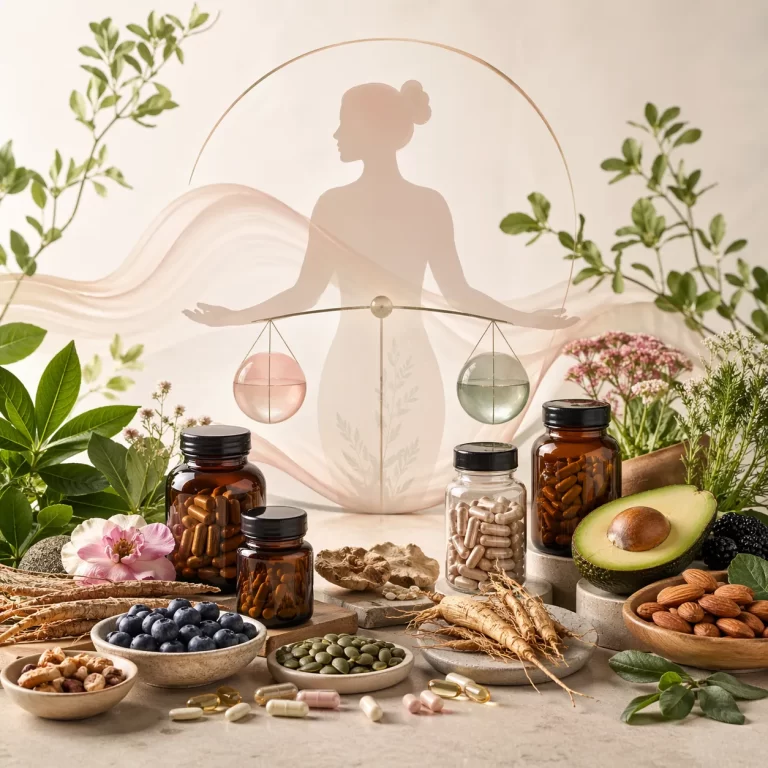 Natuurlijke supplementen en gezonde ingrediënten voor een gevoel van harmonie, energie en welzijn.